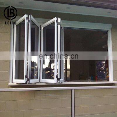 Popular aluminum manual vertical glass folding lift open window and folding windows