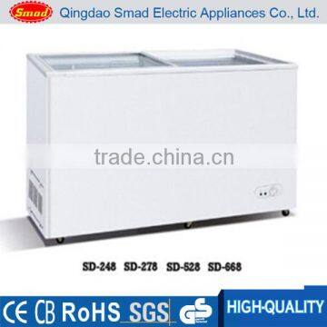 108-528L flat sliding glass door chest deep freezer, chest ice cream display freezer