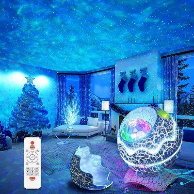 Led Star Galaxy Projector Light Wireless Speaker Music Sync Dinosaur Egg Galaxy Projector with white  noise