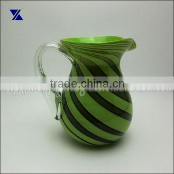 beautiful green & black swirl glass water filter pitcher