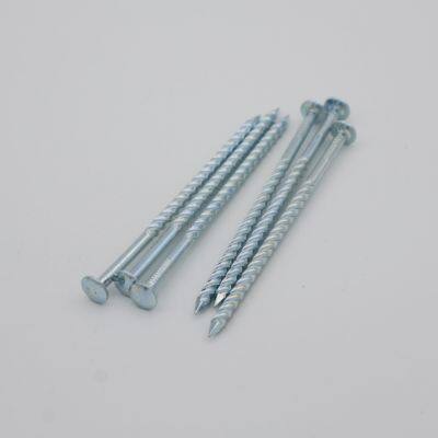 Round Head Spiral Shank Nails Q195 Galvanized 80mm photo-2