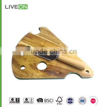 2015 LIVEON Acacia wooden cheese board with cheese tools