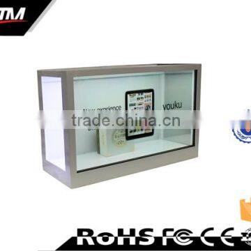 multitouch interactive indoor transparent lcd hd panel video advertising display