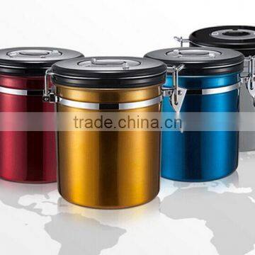 FDA stainless steel coffee canister with air hole 1200ML