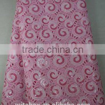 African organza lace fabric In Switzerland design with sequins for parties dresses OG0181pink