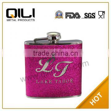 18/8 304 FDA and LFGB high quality glitter stainless steel hipo flask for lady