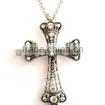 Large Rhinestone Cross Necklace