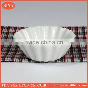 cake baking cup ceramic bowl with stripe design,flat bottom bowl ceramic soup bowl