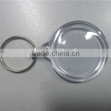 Transparent plastic photo keychain/round plastic keychain