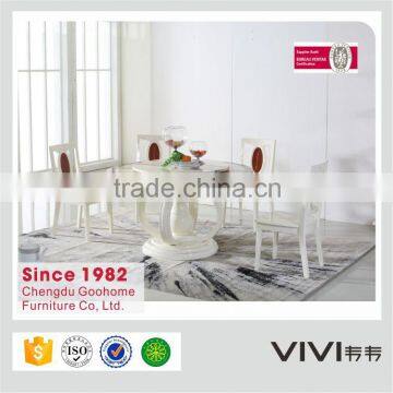 white modern high quality round dining table with rotating centre