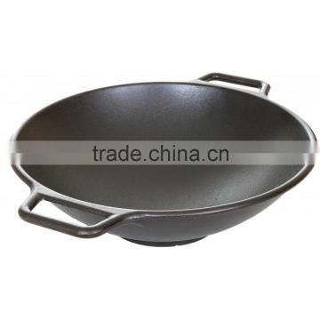 Cast Iron Cookware Wok with two handles