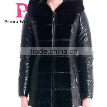 New Design Winter Women Medium Length Slim Fit Coat With Mink Hat Overcoat photo-5