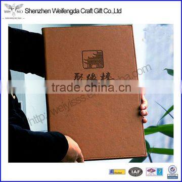 Fashion restaurant customized A4 leather menu cover