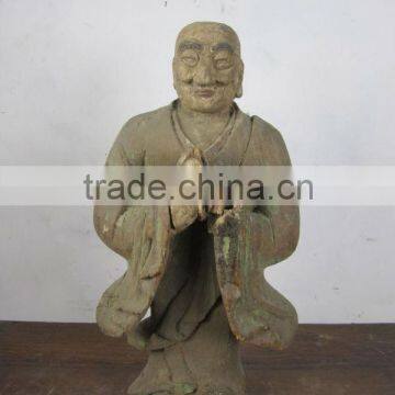 wood laughing buddha statu