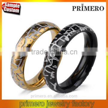 New Arrivals 2016 Stainless Steel Men's Rings Fancy Crack pattern Designs Gold Silver jewelry wholesale