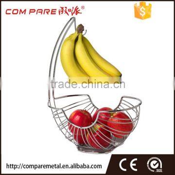 fruit basket rack with hanging wire banana hook