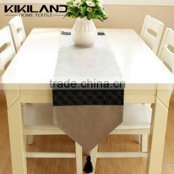 100% Polyester fabric embroidered table runner with tassels