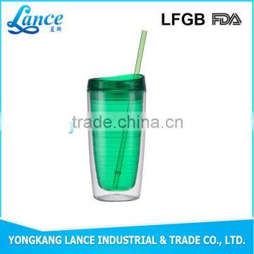 2016 Eco-friendly Custom Drinking plastic cup with straw