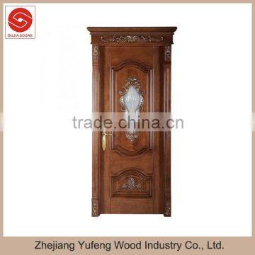 luxurious carved wooden glass door design with line and crown