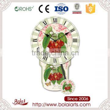 Red cherry and butterfly pattern Roman numeral dial canvas small wall clocks sale