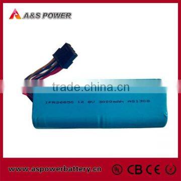 Rechargeable 4S1P 12.8V 3000mAh 26650 LiFePO4 battery for led light