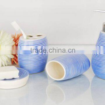 Houseware promotion colorful box package Ceramic blue bathroom accessories