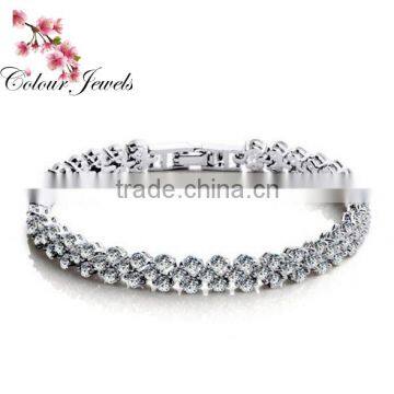 Rome Design 3 Rows Top Quality Clear AAA Cubic Zircon Paved European Charm Tennis Bracelet for Women Bridal Jewelry