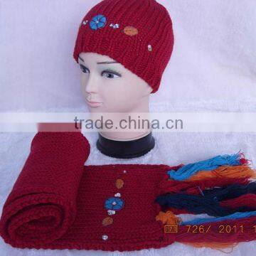 matching knitting cap and scarf