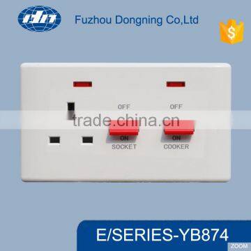 45A DP main switch +neon & 13A switched socket +neon YB874