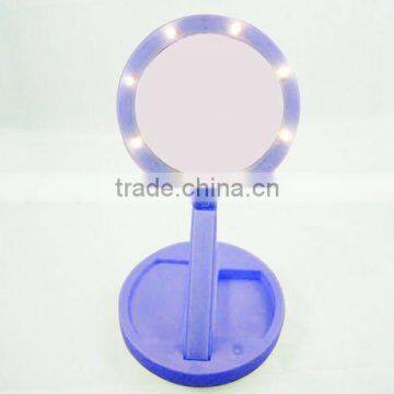 folable table mirror with LED light/table stand mirror/plastic folding table mirror