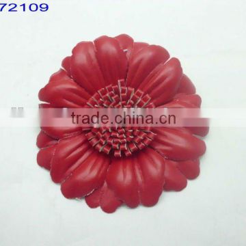 pu leather flower brooch with safety pin