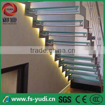 2016 Modern Interior Double Stringer Glass Straight Led Stairs Supplier --YUDI photo-2