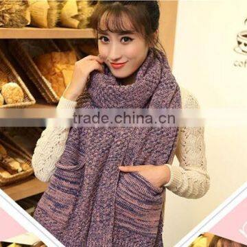 Pocket Women Weave Scarf, Oversize Hand Block Crochet Women Scarf Elegant Women Weave Cotton Scarf, Art Boho Scarf