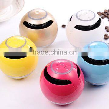 Colorful classic ball shape hands free built in battery portable bluetooth mini car speaker with led light