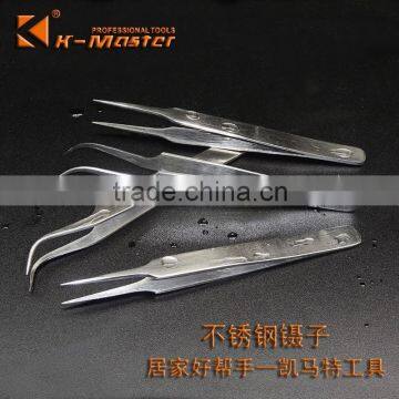 K-Master long nose bent nose tweezers precision stainless steel