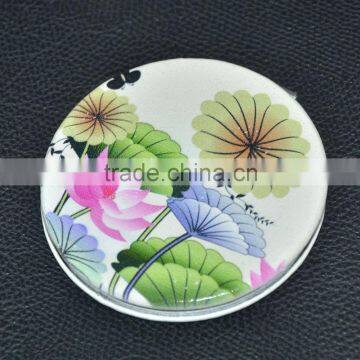 Novel pattern round leather cosmetic compact mirror