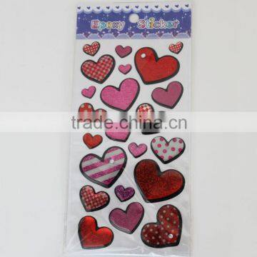 Loving heart epoxy sticker,epoxy resin sticker,clear epoxy resin sticker