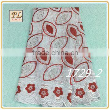 2015 latest wholesale embroidery cotton lace fabric for fashion dress