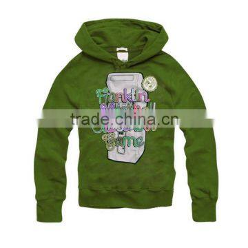 wholesale long sleeve 100%cotton beauty child green hoodie