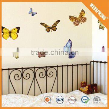 Low cost cartoon butterfly sticker, eco-friendly 3d wall sticker