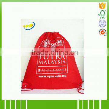 custom non woven promotion drawstring gym bag with logo print foshan