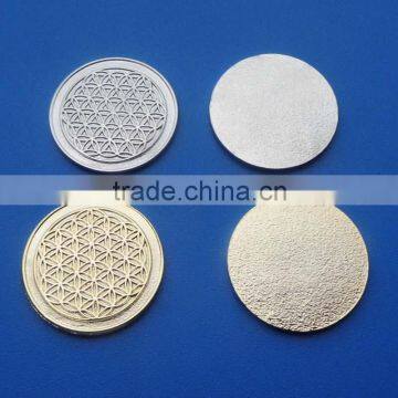 flower of life silver and gold metal coin, free sample challenge coin flower of life