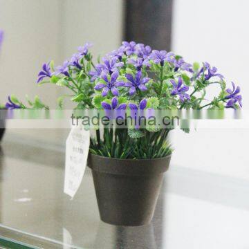 Cheap Fake Potted Artificial Flowers in Lavender with Plastic Pot for Sale