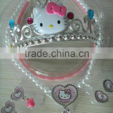 Children Baby Girls Imitation Pearls Necklace&Ear Clips&Rings&Crown Jewelry Sets