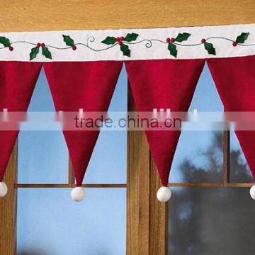 santa hat window valance , christmas curtain for christmas decoration