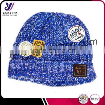 100% Acrylic blue Crocheted knitted baby beanie cap hats china manufacturer