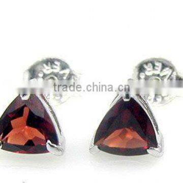 Beautiful Genuine Garnet Earrings & .925 Sterling Silver Earrings, Silver Jewelry Wholesaller