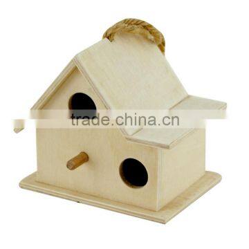 Cheap natural poplar plywood bird cage with jute rope