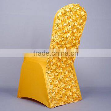 New design rose style wedding banquet chair cover satin spandex for wedding wholesale