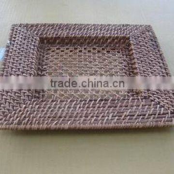 Rectangle rattan plate brown charger plate cheap charger plates